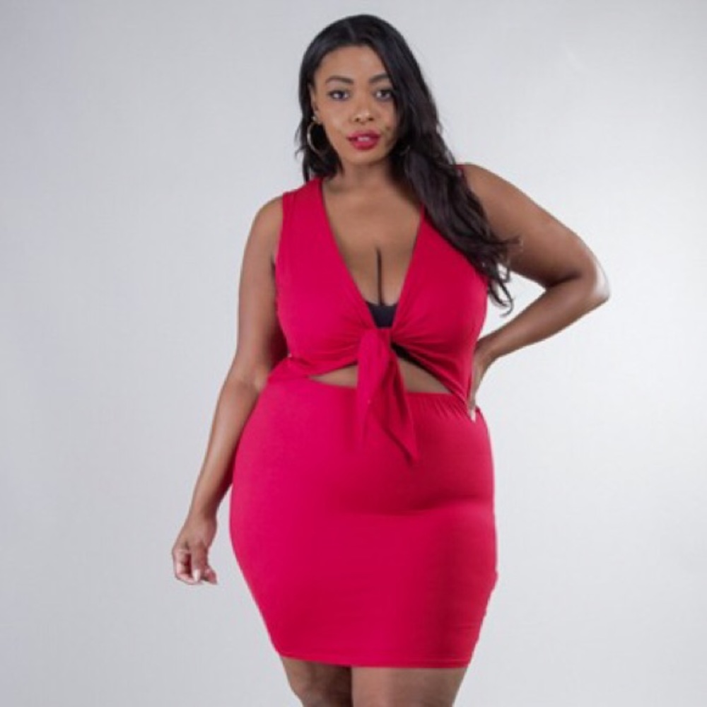 Plus Size Tie Front Mini Dress